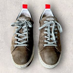 GOLDEN GOOSE Deluxe Brand Starter Taupe Suede & Blue Cow Leather Men’s S…